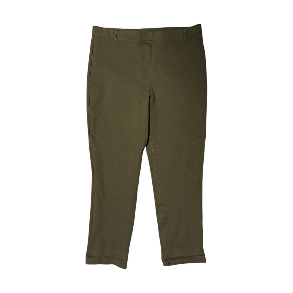 Quince Ultra-Stretch Ponte Straight Leg Pants Olive Green Petite XL Petite
